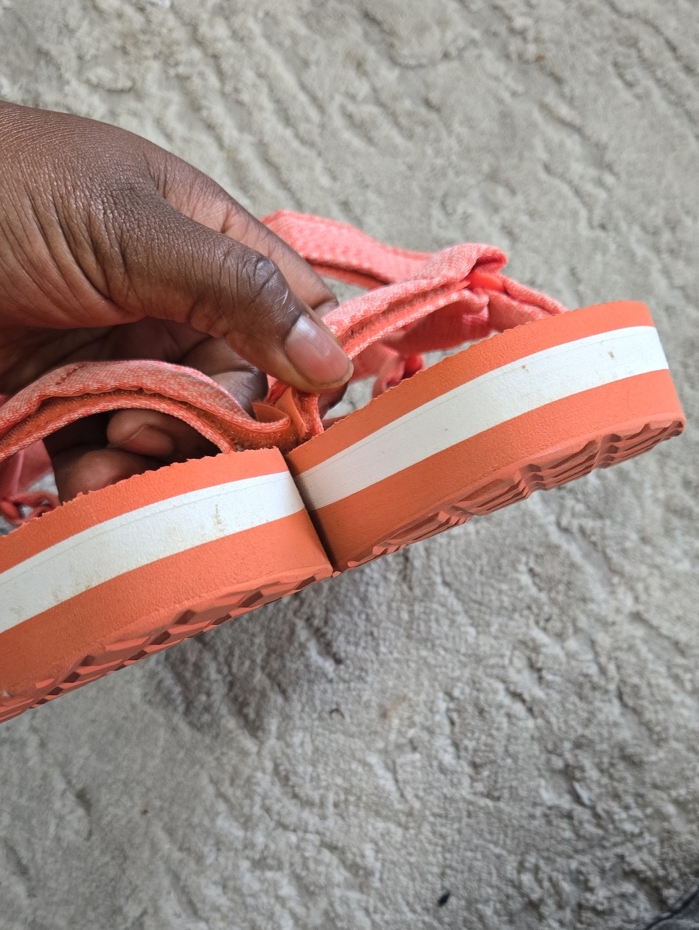 Teva Coral Orange Strappy Platform Sandals Size 11 - Picture 3 of 8
